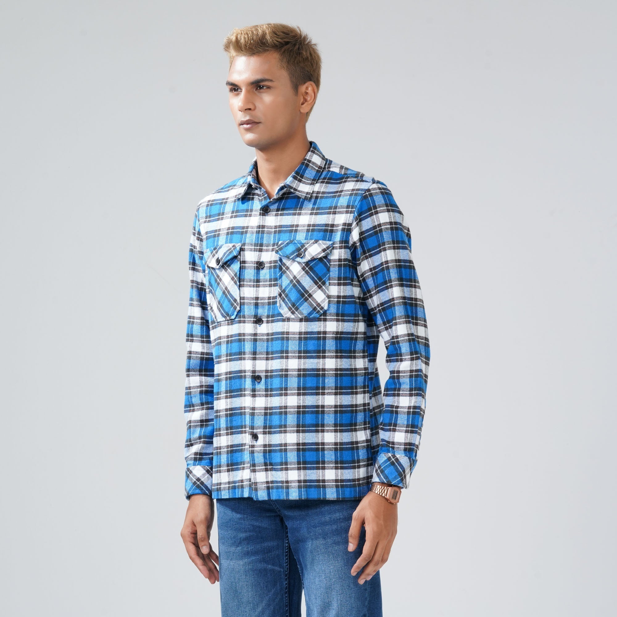 Men's Blue Check Shacket