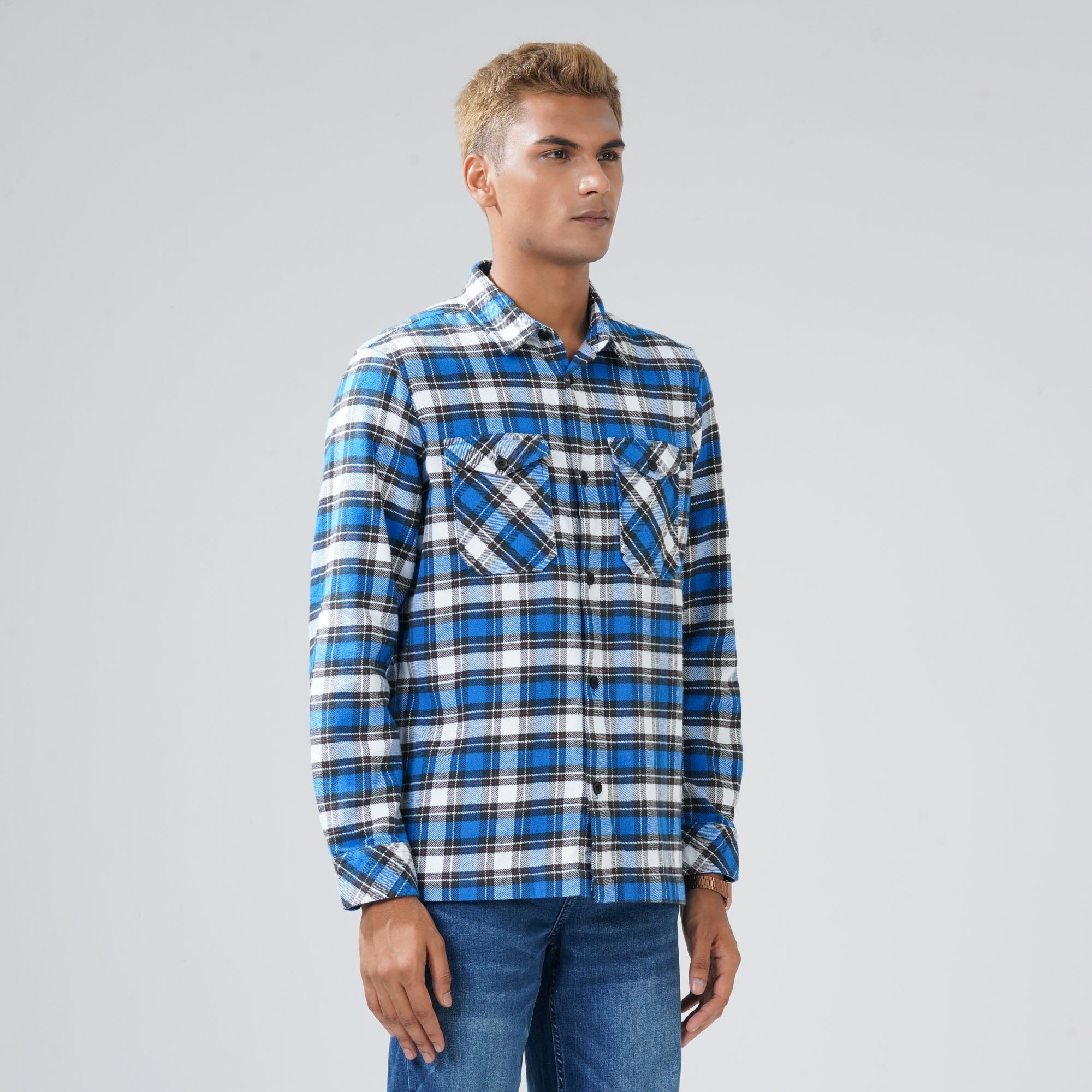 Men's Blue Check Shacket