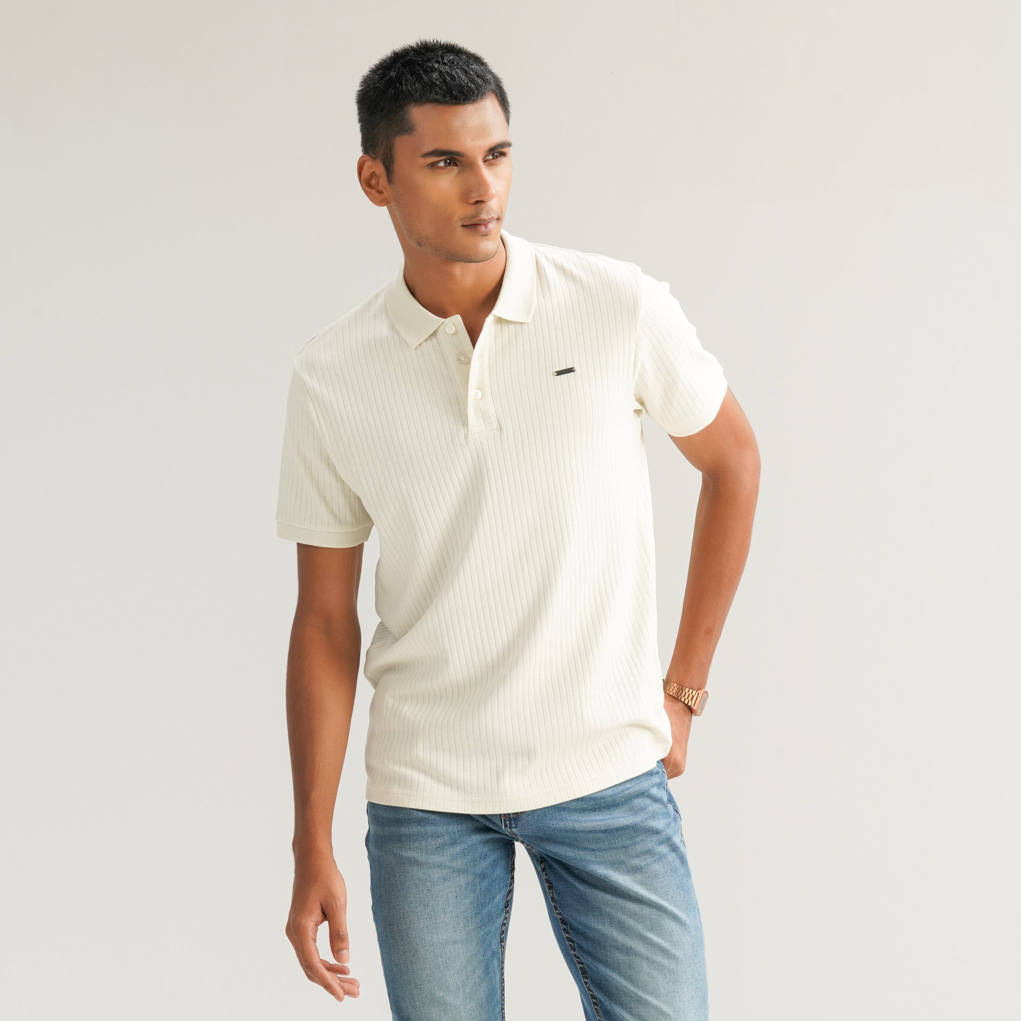 Mens Off White Polo