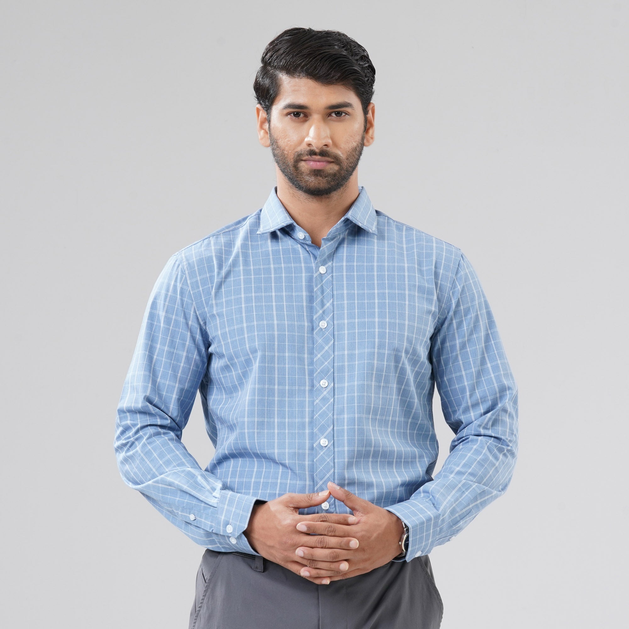 Mens Grey Check Shirt