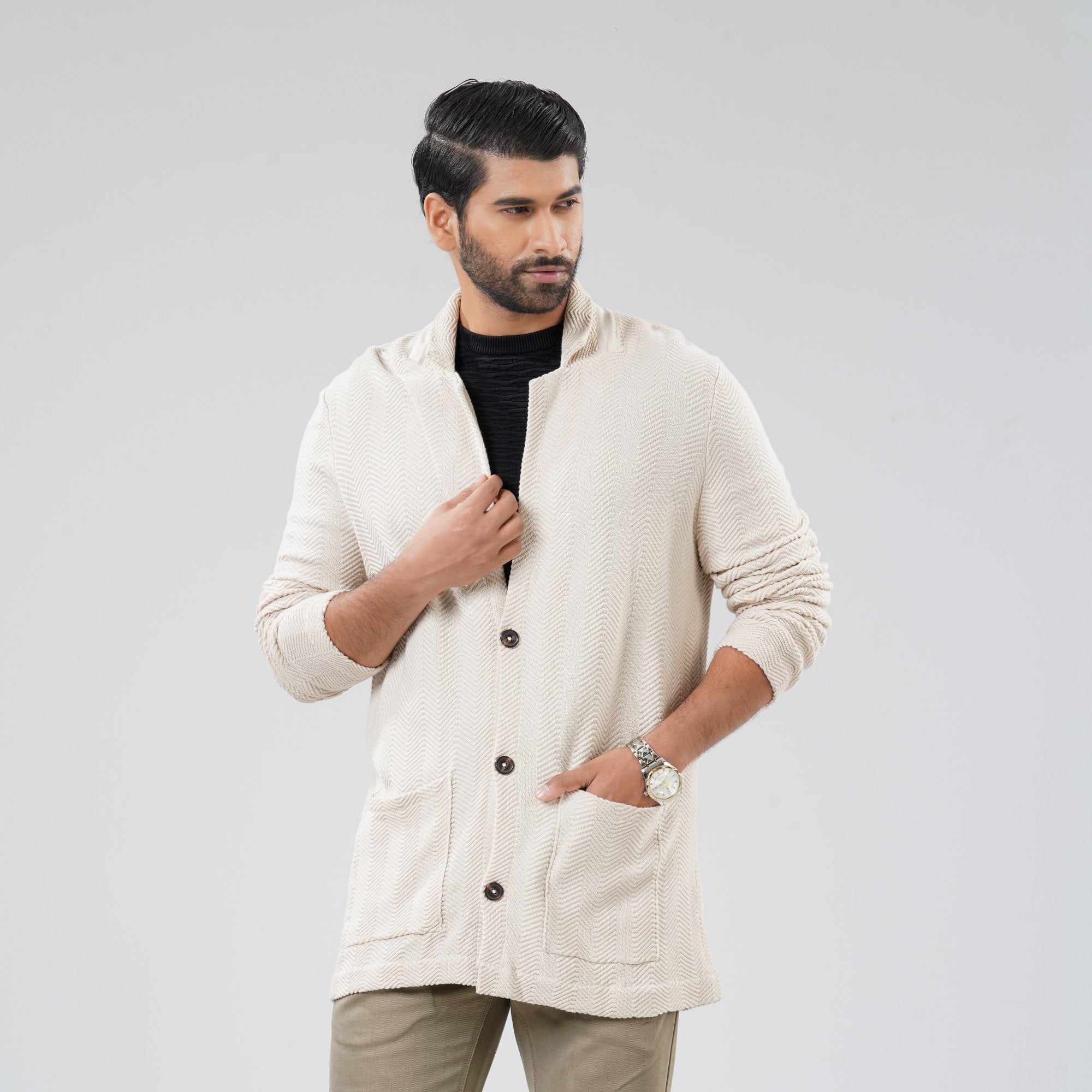 Mens Sweater Light Beige Blazer