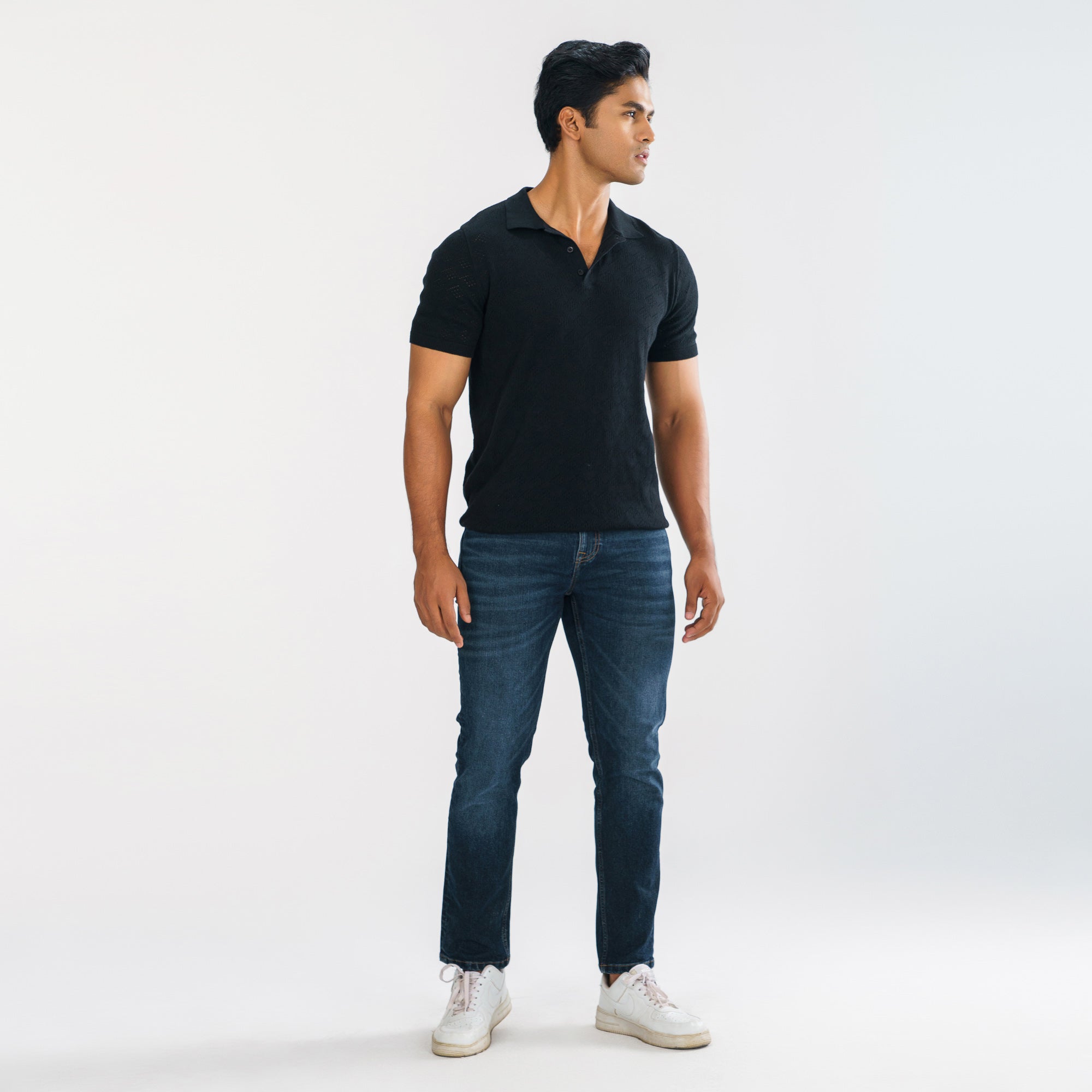 Mens Black Sweater Polo