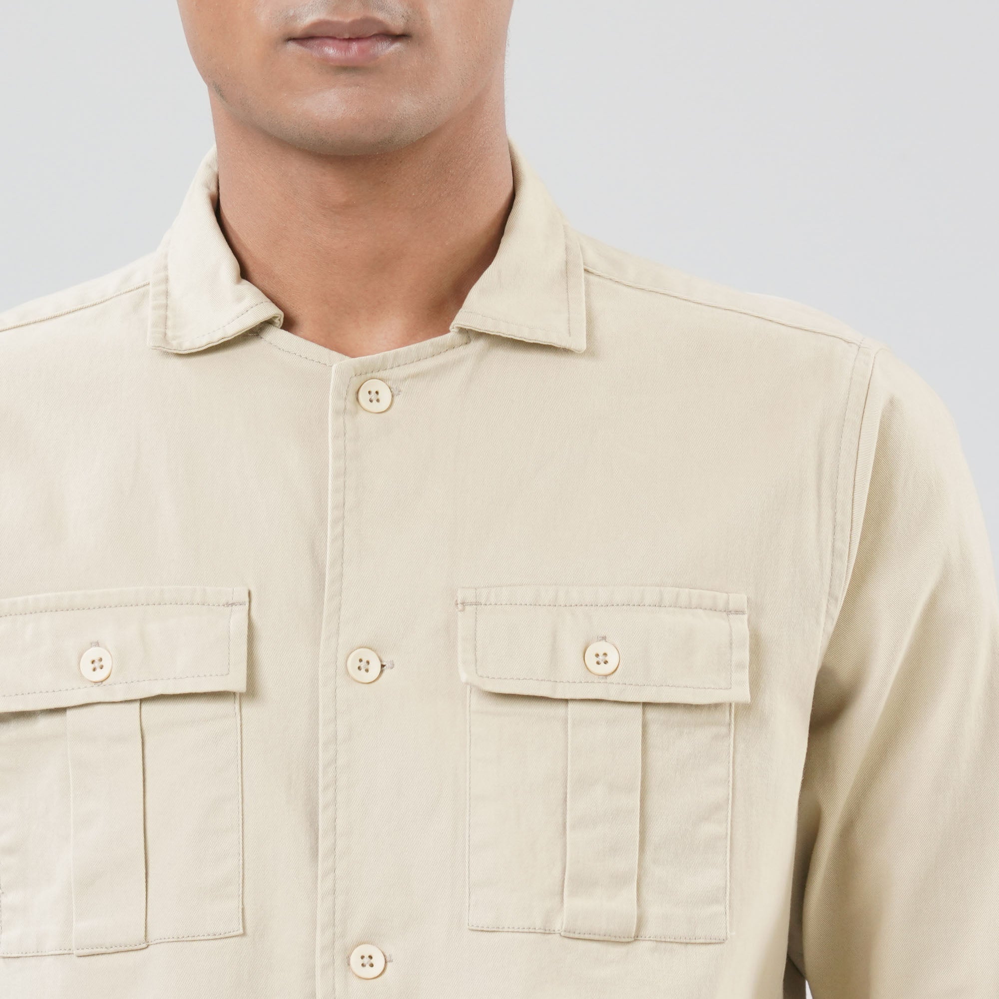 Men's Beige Shacket