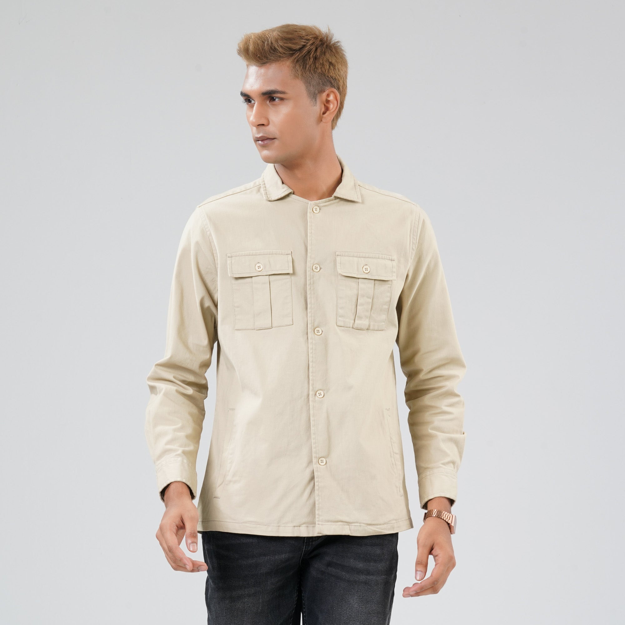 Men's Beige Shacket