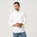 Men’s Linen Blended Band Collar Shirt
