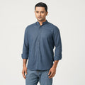 Men’s Linen Blended Band Collar Shirt
