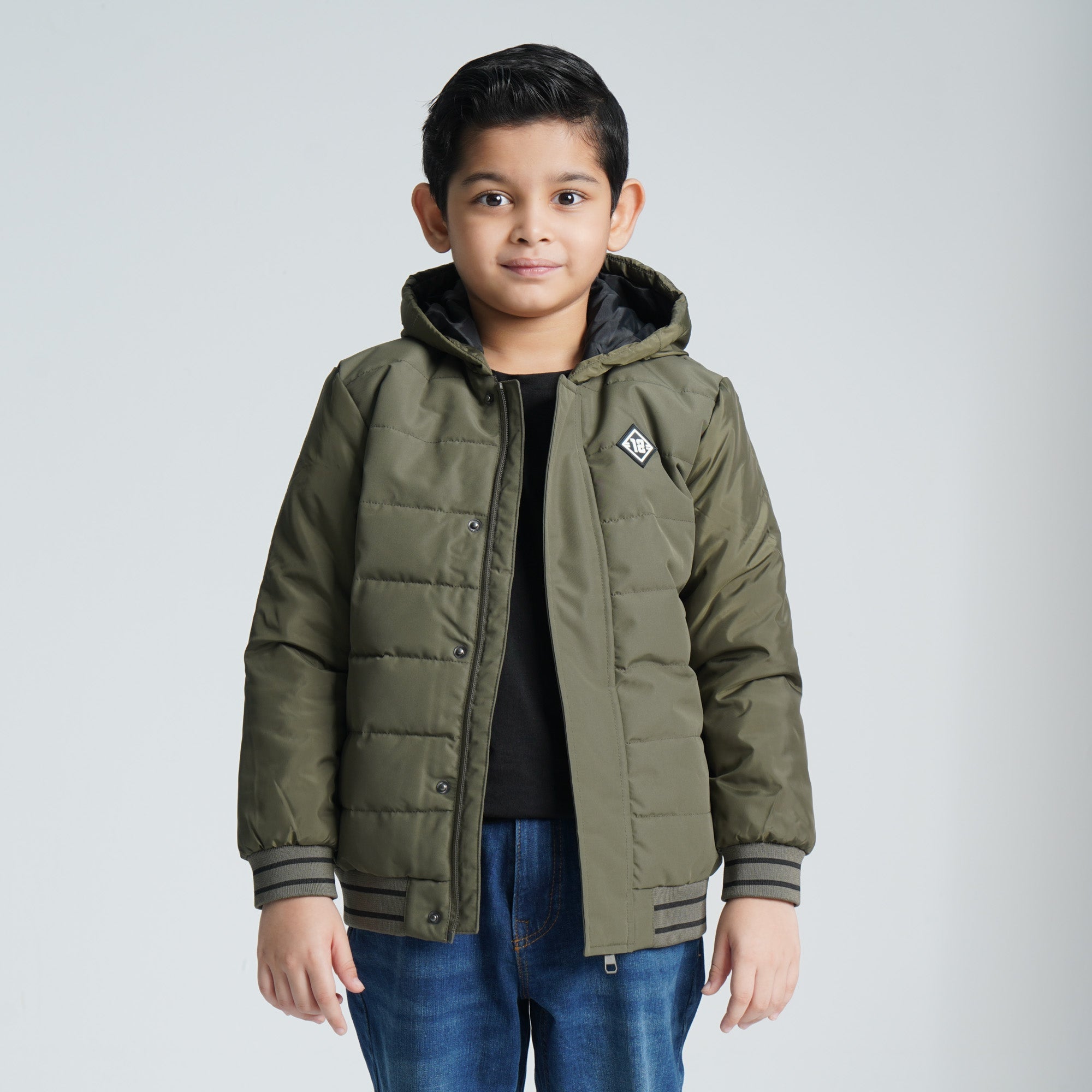 Boy's Olive Quilted Jacket