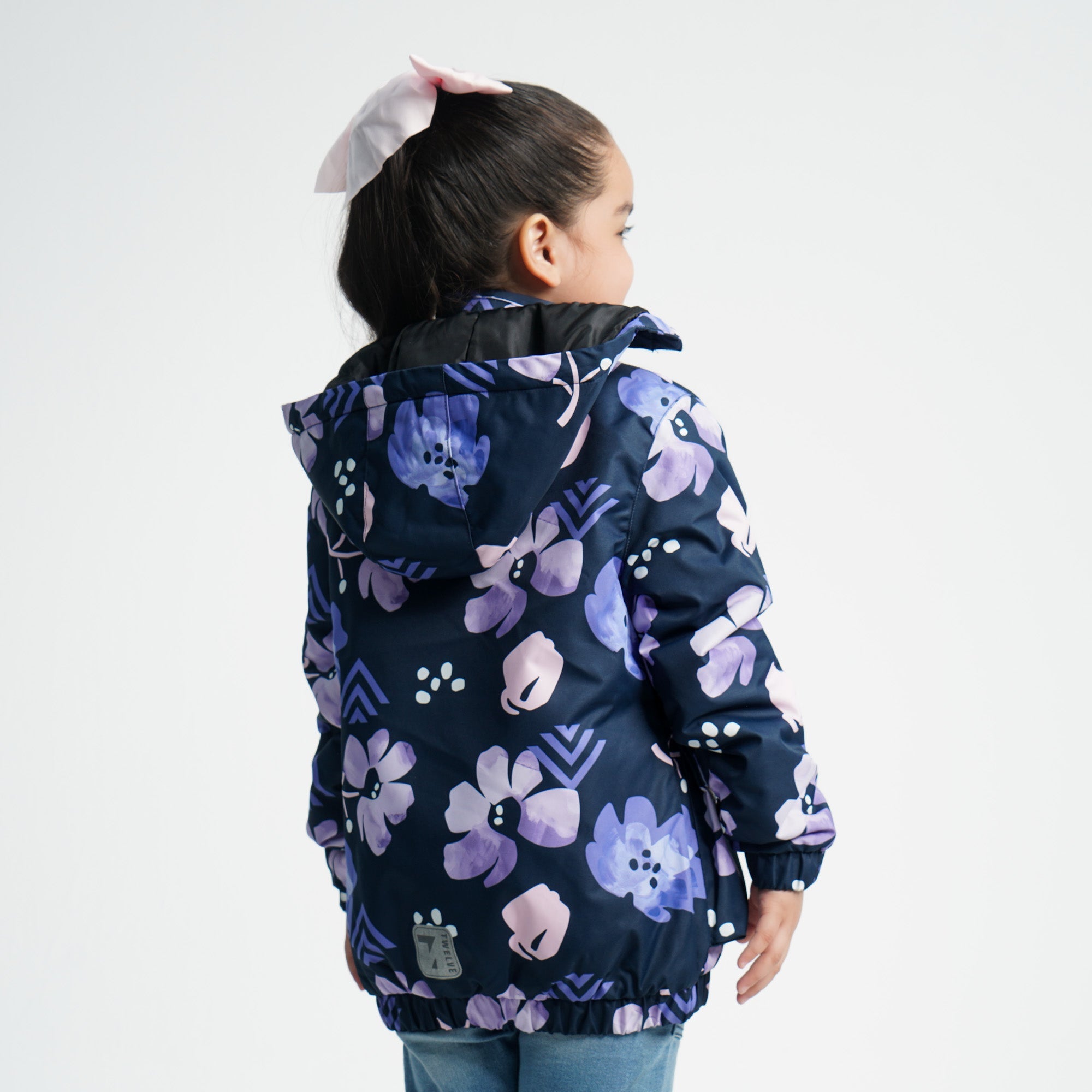 Girls Navy Aop Windbreaker