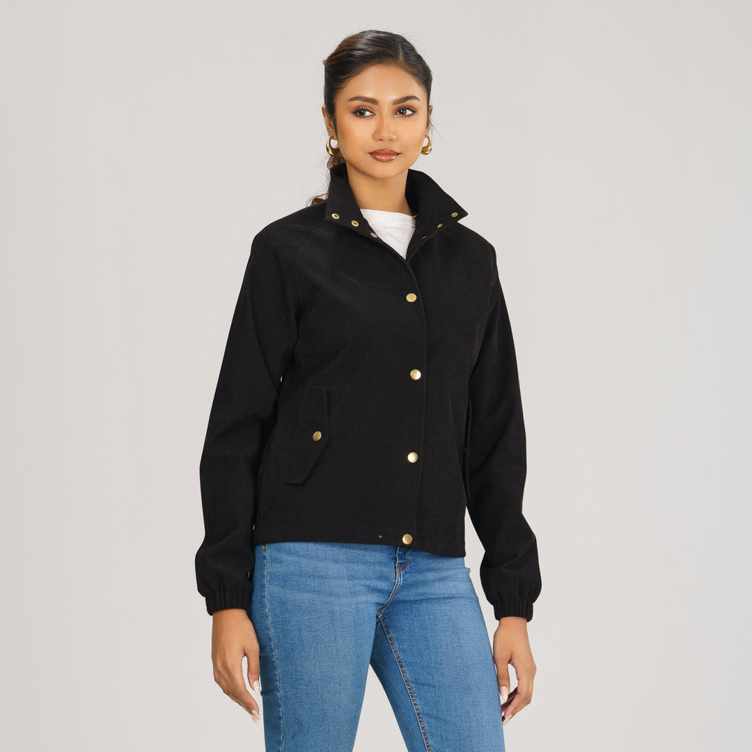 Womens Black Windbreaker