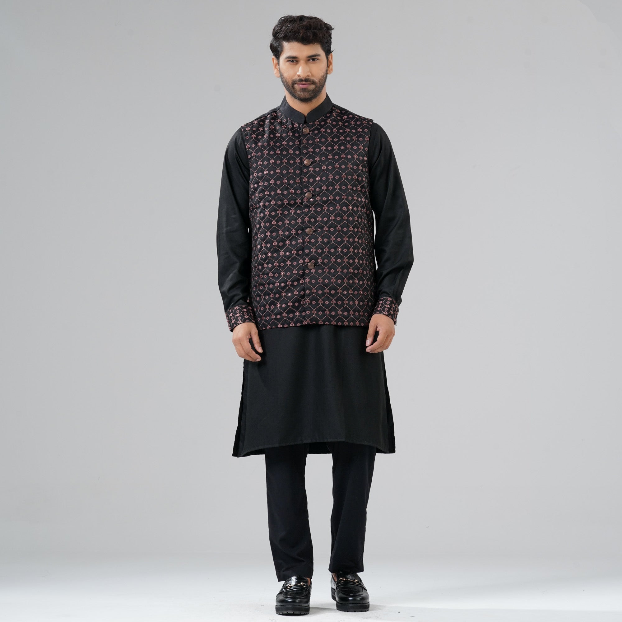 Men's Black Panjabi Set