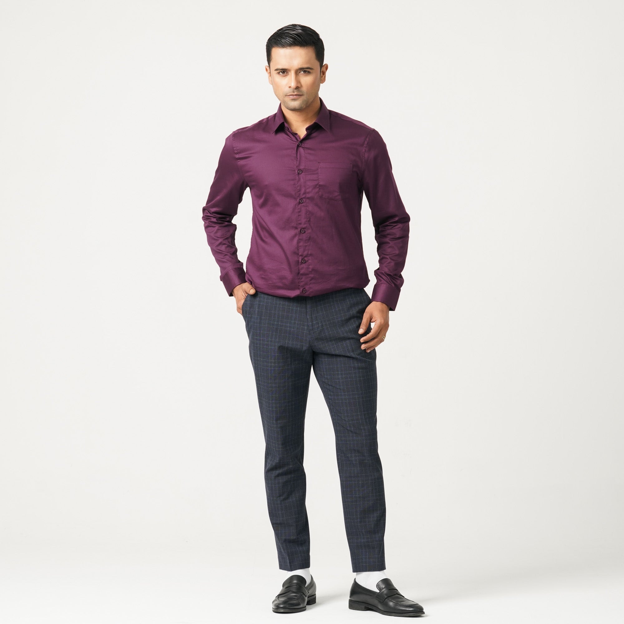 Men’s Purple Satin Lycra Shirt
