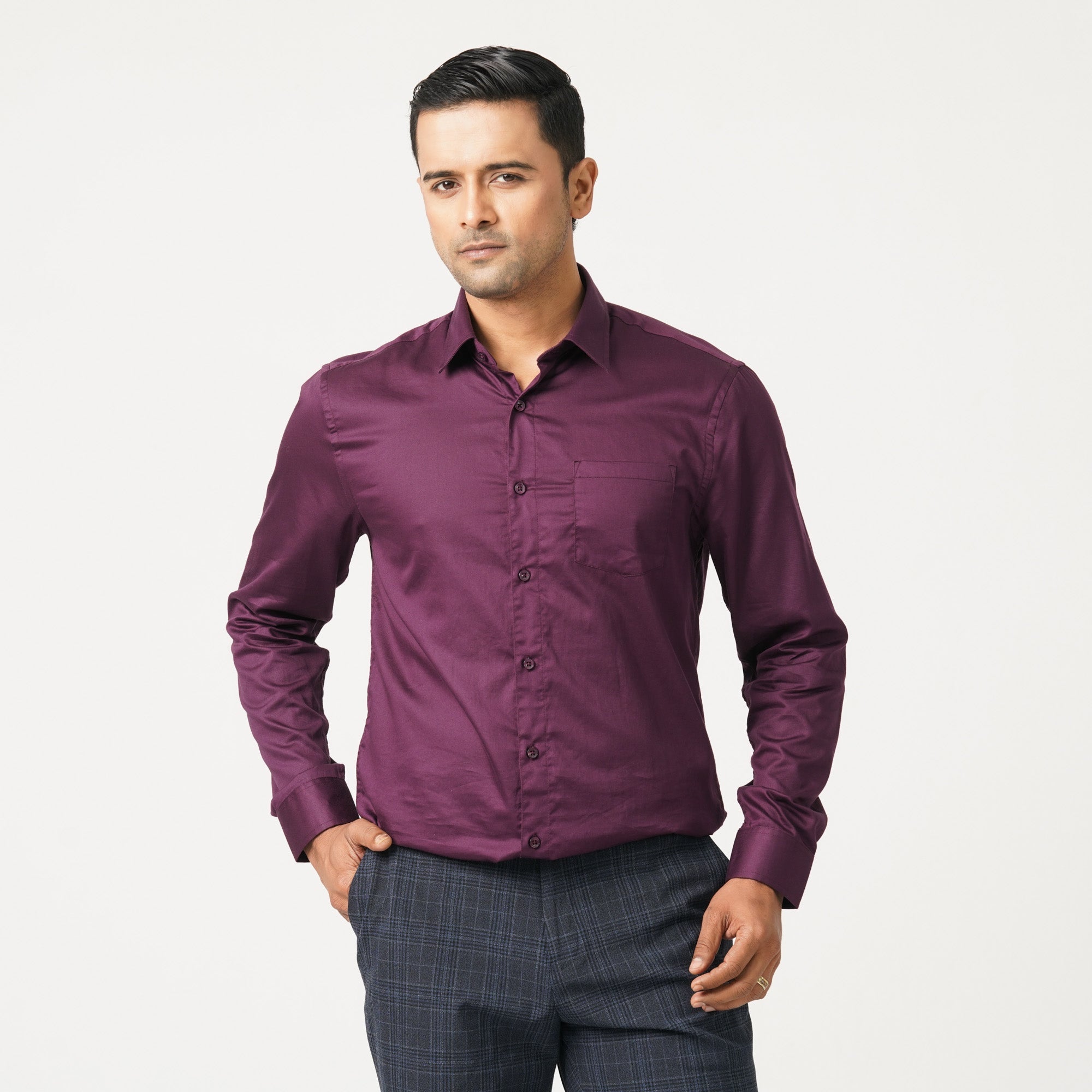 Men’s Purple Satin Lycra Shirt